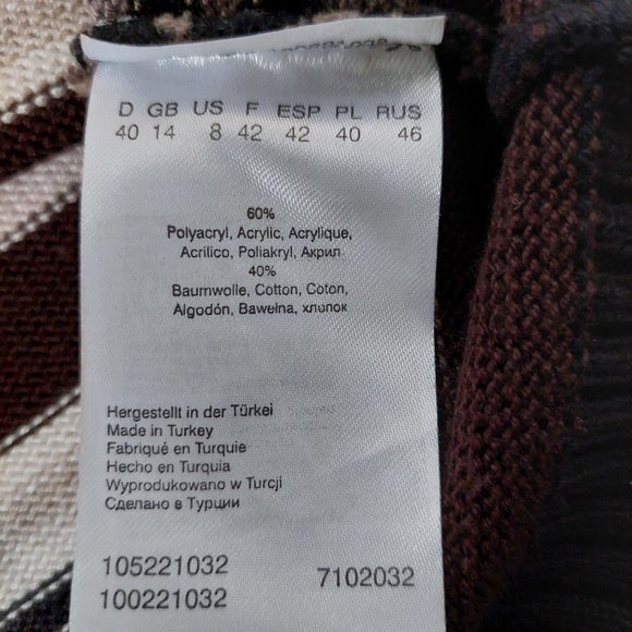 Olsen Cotton Blend Long Sleeve Stripped V-Neck Women's Sweater, Size 8 - Picture 5 of 5